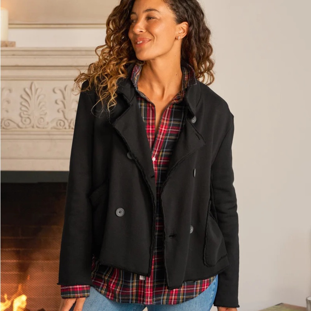 Frank & Eileen Mini Belfast Crop Knit Peacoat - Black